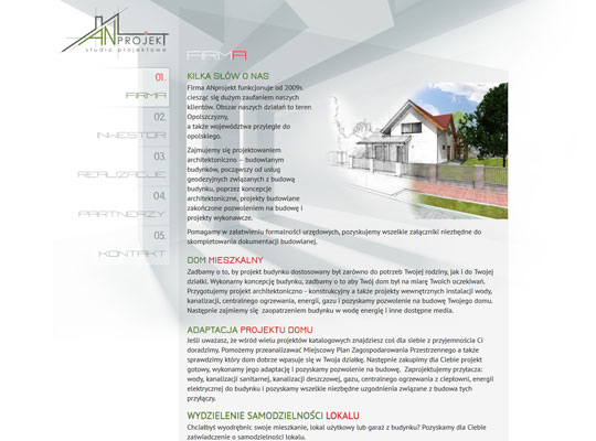strona internetowa biura architektonicznego ANprojekt