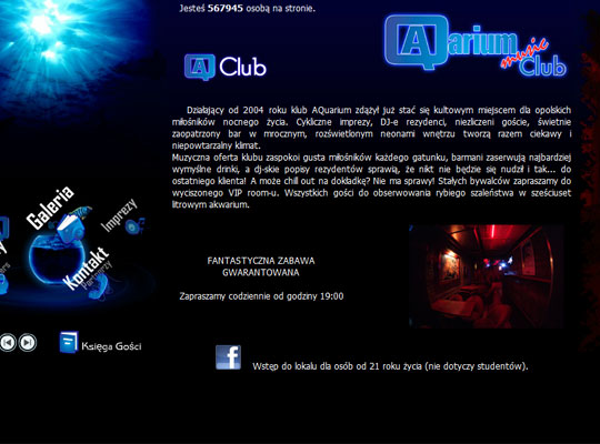 strona internetowa klubu muzycznego Aquarium z Opola
