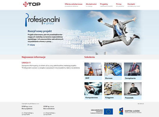 strona firmowa dla firmy szkoleniowej STOP z Opola